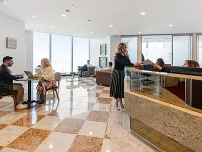 Servcorp’s reception desk, where a professional receptionist ensures every call and visitor is managed with excellence.